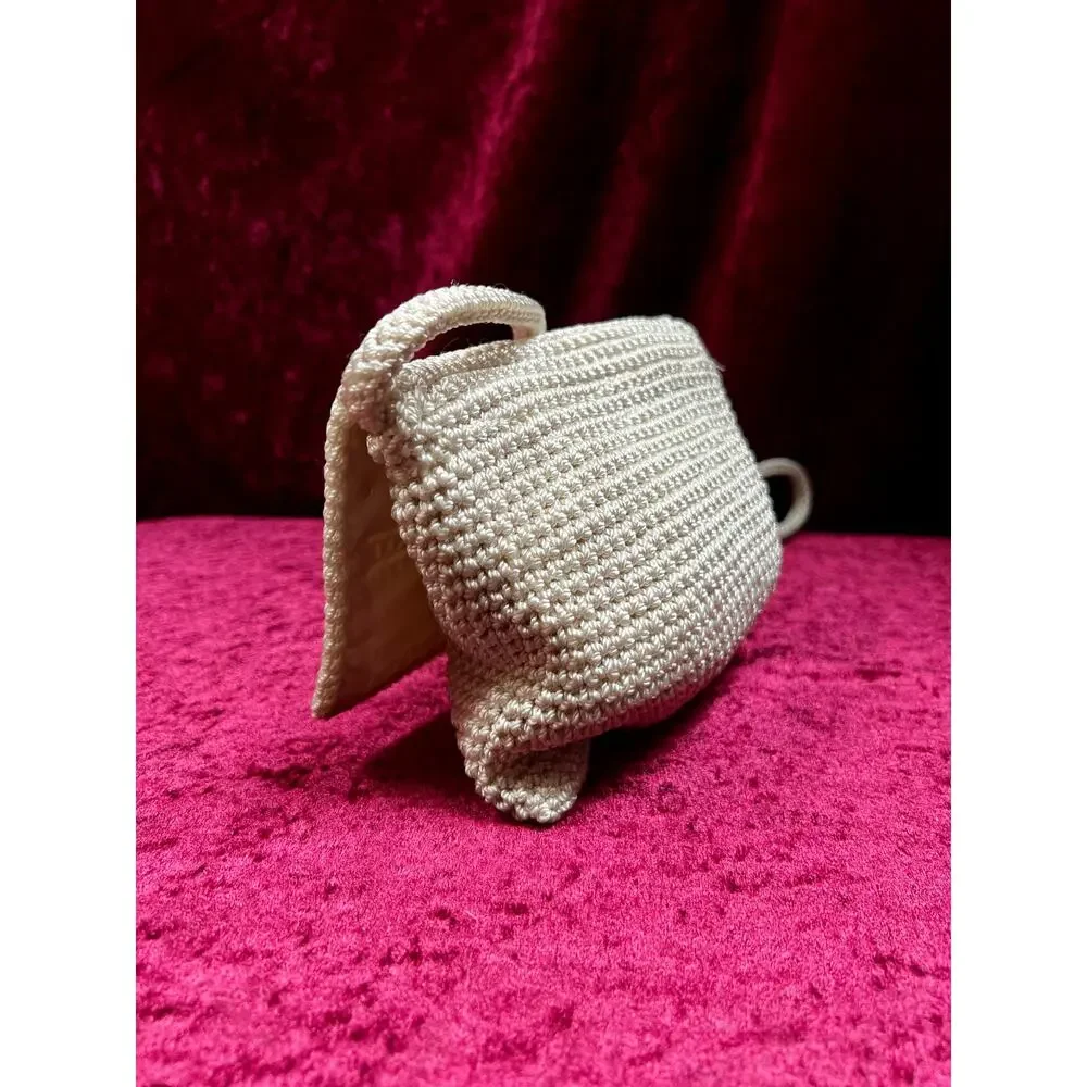 Vintage The Sak Crochet Crossbody Bag - Sandy White Mini Flap Purse